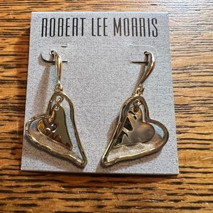 Robert Lee Morris Gold Heart Drop Earrings